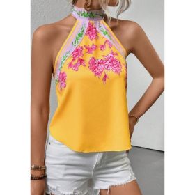 Printed Notched Neck Sleeveless Tank Top (Option: Style3-S)