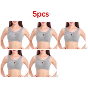 Plus Size Women Bra Ladies Cotton Quake-Proof Underwear Sleep Tops No Buckles Non Wire Lingerie With Removable Padded (Option: Grey-L-5pcs)