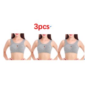 Plus Size Women Bra Ladies Cotton Quake-Proof Underwear Sleep Tops No Buckles Non Wire Lingerie With Removable Padded (Option: Grey-3XL-3pcs)