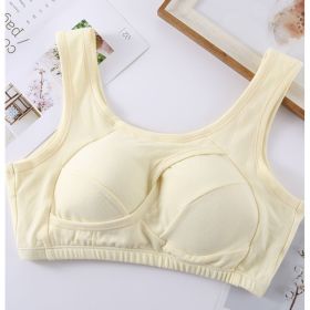 Plus Size Women Bra Ladies Cotton Quake-Proof Underwear Sleep Tops No Buckles Non Wire Lingerie With Removable Padded (Option: Yellow-XL-1pcs)