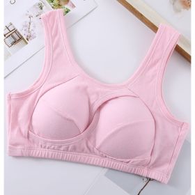 Plus Size Women Bra Ladies Cotton Quake-Proof Underwear Sleep Tops No Buckles Non Wire Lingerie With Removable Padded (Option: Pink-L-1pcs)