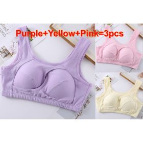 Plus Size Women Bra Ladies Cotton Quake-Proof Underwear Sleep Tops No Buckles Non Wire Lingerie With Removable Padded (Option: Multicolor-XXL-1pc)