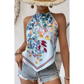 Printed Notched Neck Sleeveless Tank Top (Option: Style4-S)