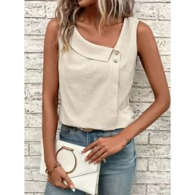 Multi-Color Casual Diagonal Collar Button Vest For Women (Option: Apricot-2XL)